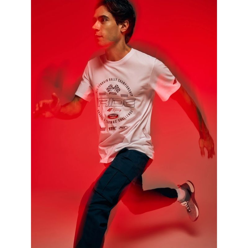 Men's regular printed T-shirt 4F 4FRAW26TTSHM4470-10S