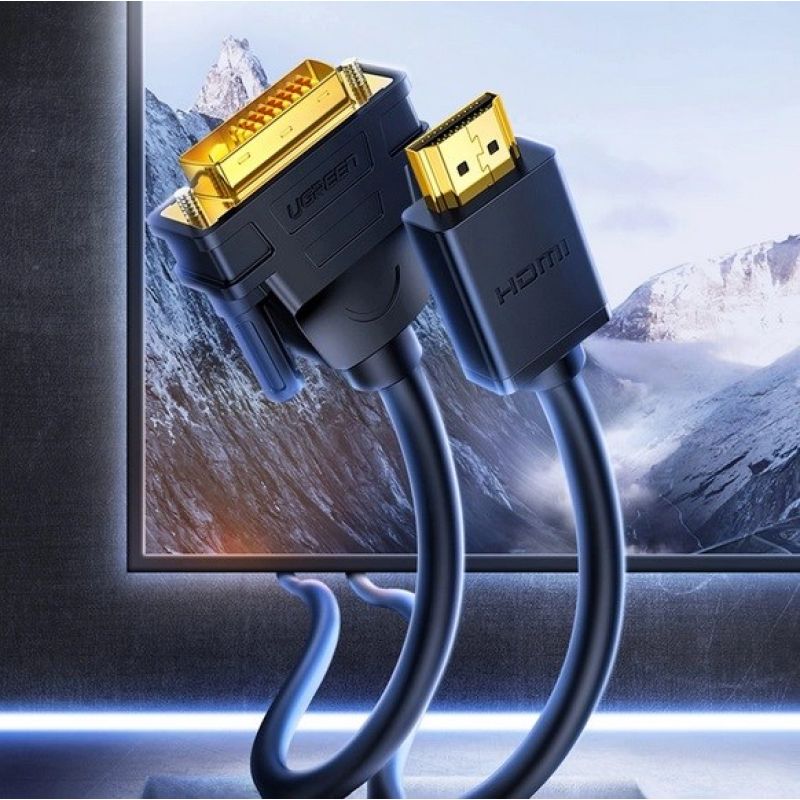 Ugreen HD106 DVI 24+1 pin/HDMI FHD 60Hz cable 1.5m (black) Kable i adaptery/Kable HDMI Your Sports Performance