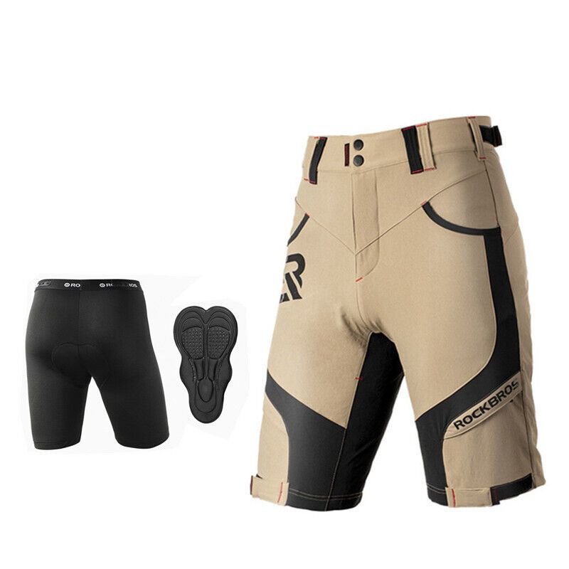 Rockbros Men's 2-in-1 Cycling Shorts Beige 2XL Rockbros/Odzież Rowerowa/Spodenki Your Sports Performance