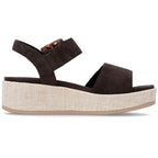 Women's brown leather wedge sandals Remonte by Rieker D1N54-25 Rieker