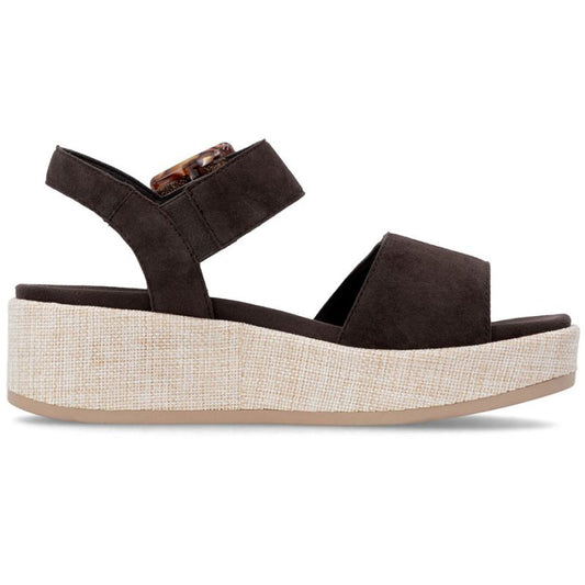 Women's brown leather wedge sandals Remonte by Rieker D1N54-25 Rieker