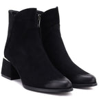 Women's black suede high-heeled ankle boots Potocki SZ12875