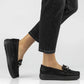 Women's leather platform loafers, black, Filippo DP7652 Filippo