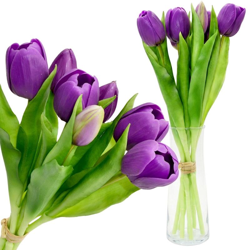BOUQUET OF 7 PURPLE TULIPS 31 CM LIFE-LIKE SPRING DECORATION Home and Garden/Equipment Your Sports Performance