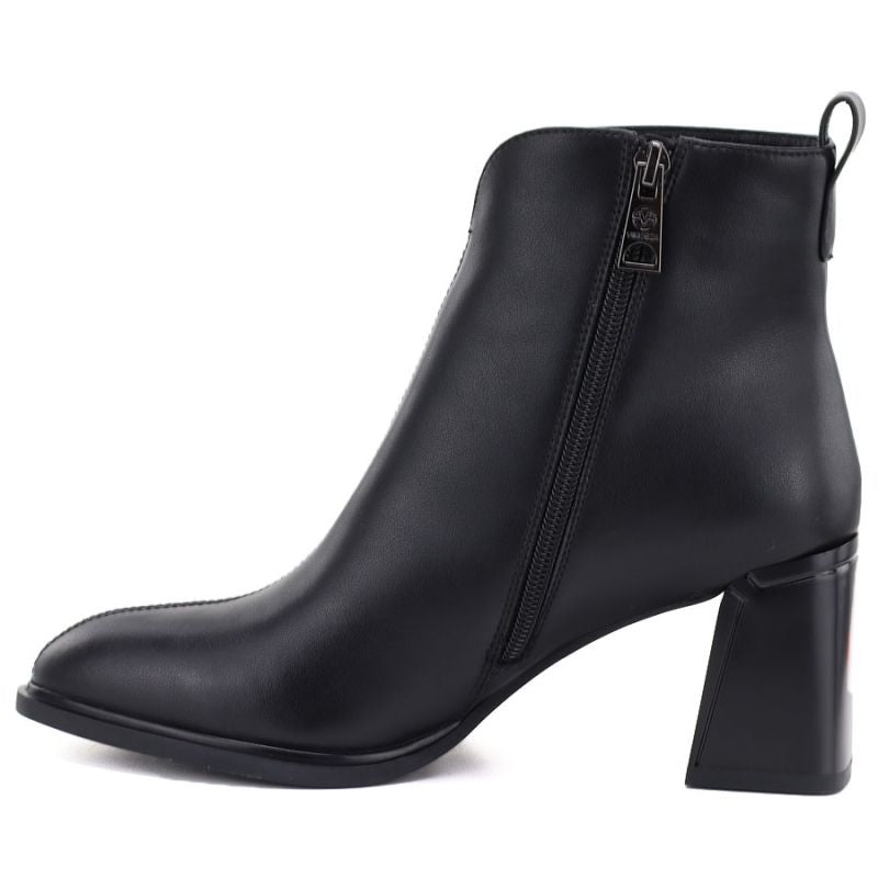 Women's black leather high-heeled ankle boots Vinceza 67057