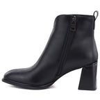 Women's black leather high-heeled ankle boots Vinceza 67057