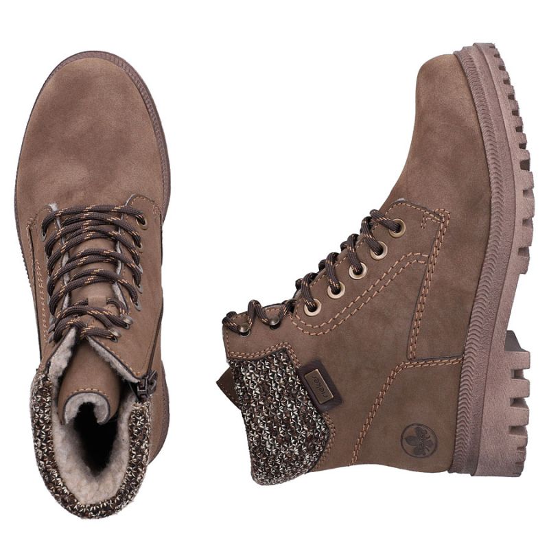 Women's comfortable brown trapper boots Rieker Y7621-25