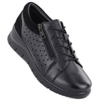 Women's leather openwork wedge shoes, black Vinceza 39977 To be categorized Your Sports Performance