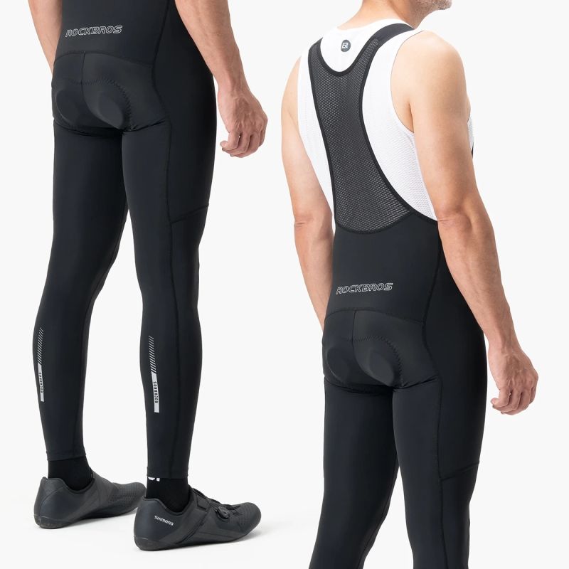 Rockbros 200021 Long Cycling Bib Shorts with Pad Size XL - Black Rockbros