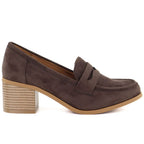 Women's suede brown lords heeled shoes M.Daszyński MR2201D-3A To be categorized Your Sports Performance