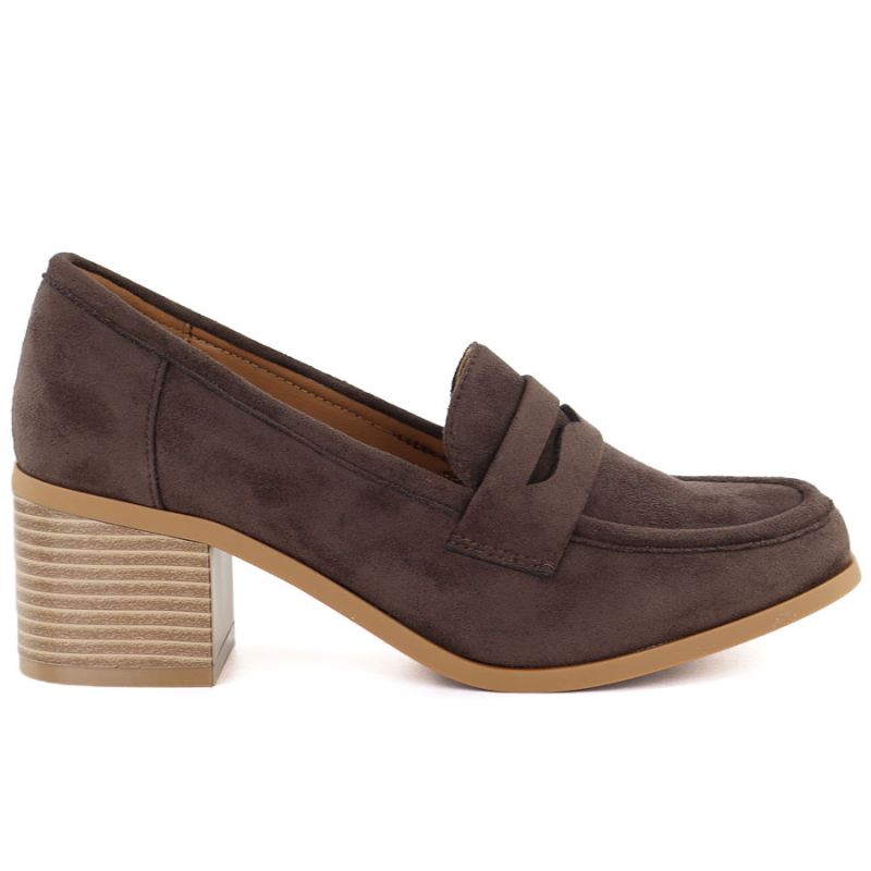 Women's suede brown lords heeled shoes M.Daszyński MR2201D-3A To be categorized Your Sports Performance