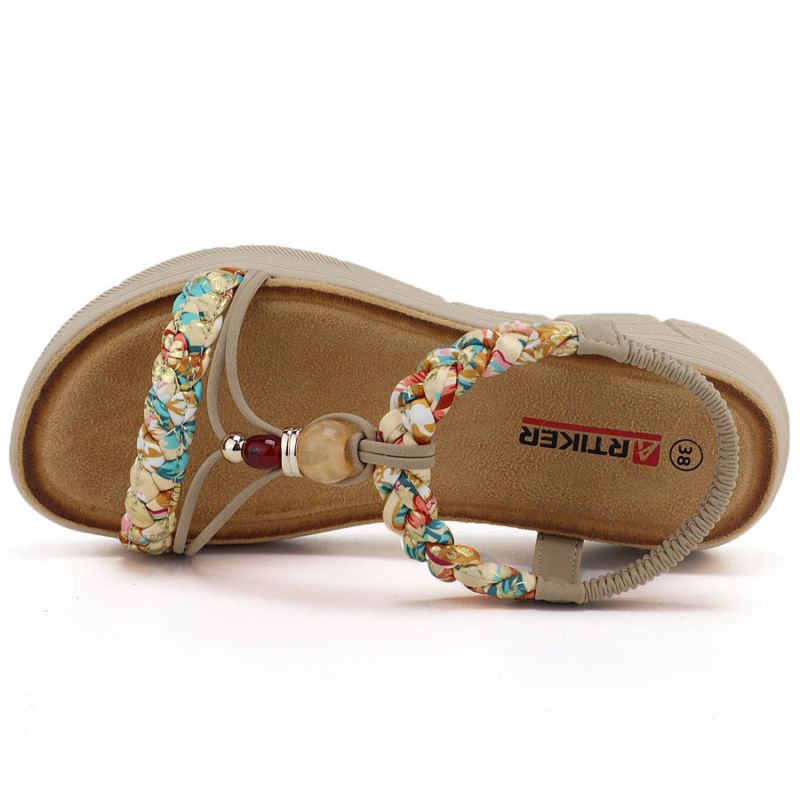 Women's beige wedge sandals Artiker 58C0001