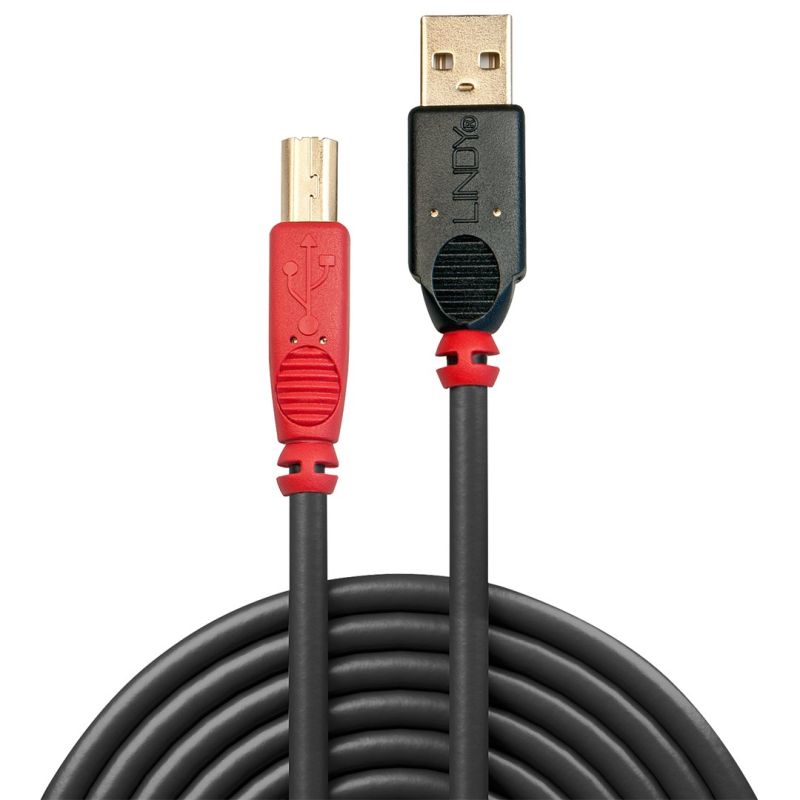 Lindy 42761 USB Cable USB 2.0 10m USB A USB B Black, Red Kable i adaptery/Kable USB Your Sports Performance