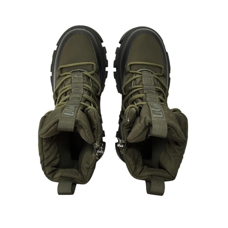Lee Cooper Women’s Khaki Winter Boots, Warm-Lined Ankle Boots with Zip