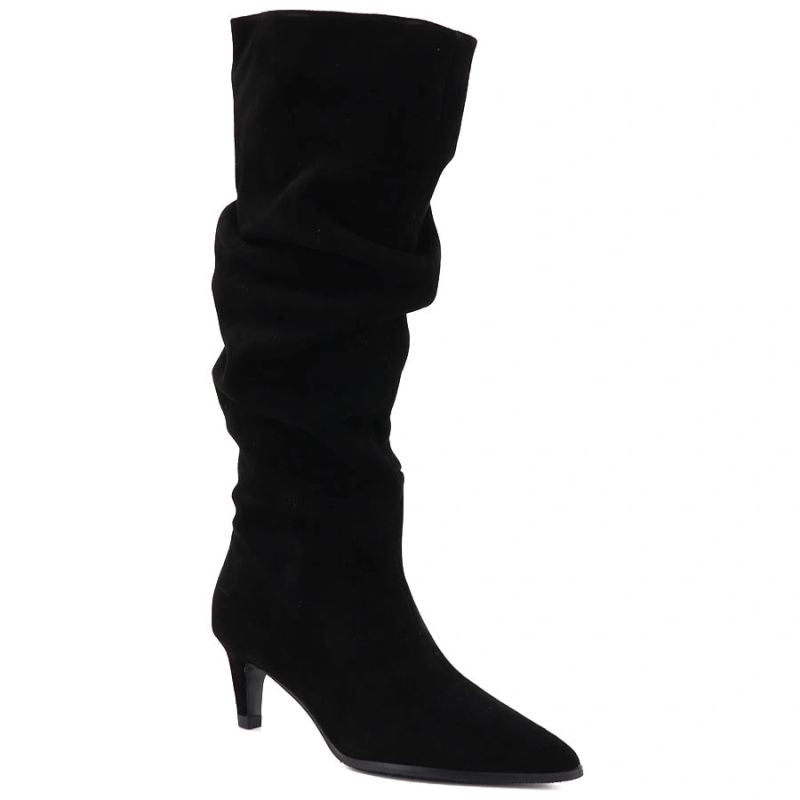 Women's leather boots, ruffled, black, Vinceza ZHI27-89167