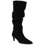 Women's leather boots, ruffled, black, Vinceza ZHI27-89167