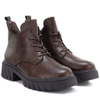 Women's brown leather ankle boots on the platform M.Daszyński SFY2502-11ac