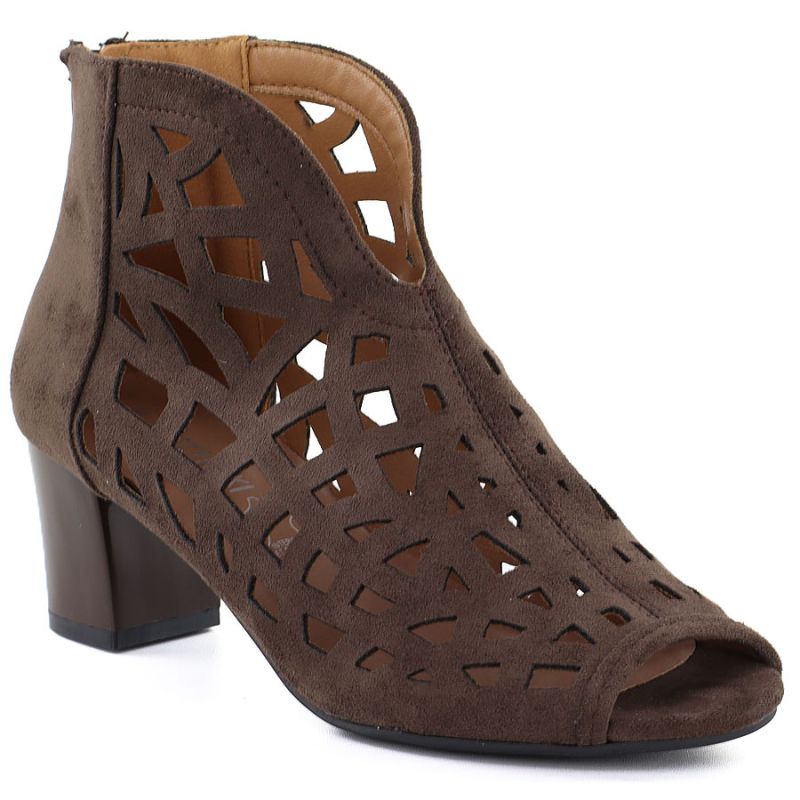 Women's suede ankle boots with openwork, open toe, brown M.Daszyński MR1954-15 To be categorized Your Sports Performance