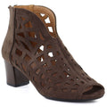 Women's suede ankle boots with openwork, open toe, brown M.Daszyński MR1954-15 To be categorized Your Sports Performance