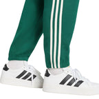 Men's adidas Essentials 3-Stripes Fleece Tapered Cuffed Pants Green KY4129