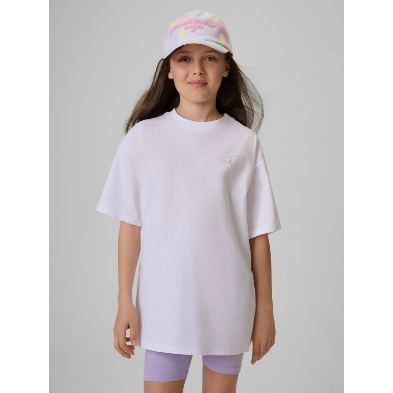Girls' loose plain T-shirt 4F 4FJRSS26TTSHF3984-11S