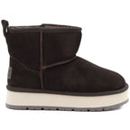 Women's leather ankle boots with platform, brown Big Star UU274693
