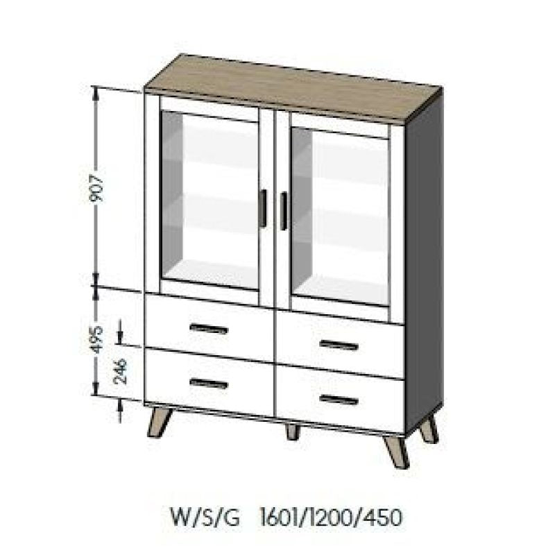 LOTTA 120 2D4S display cabinet wotan + matt black Bufety i witryny/Bufety i witryny na drewnianej podstawie Your Sports Performance