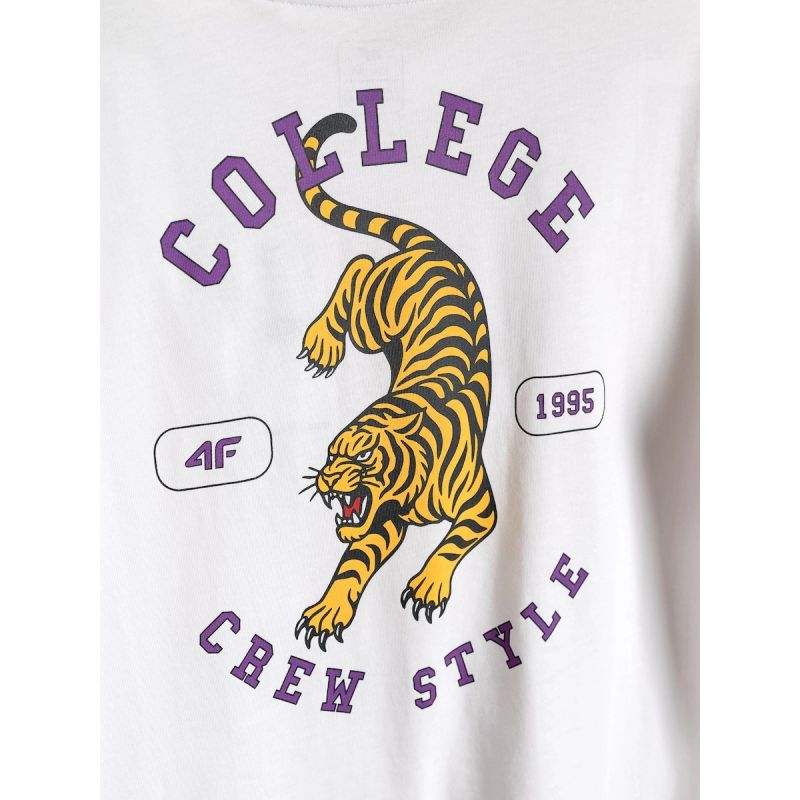 Boys' loose-fit printed T-shirt 4F 4FJRAW26TTSHM4527-10S