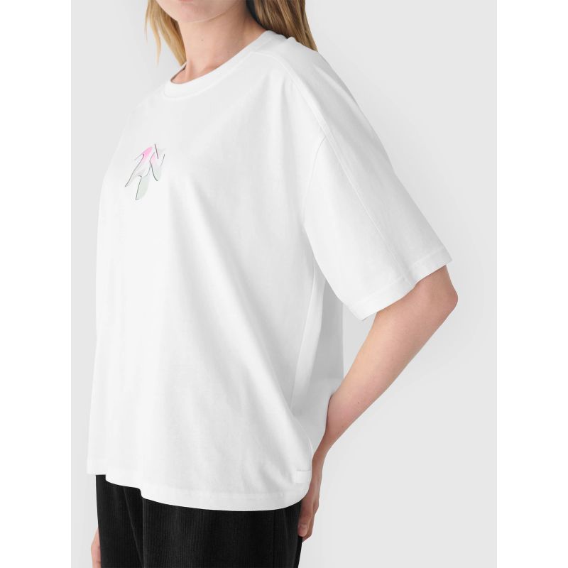 Women's oversize printed T-shirt 4F 4FRAW24TTSHF2582-10S *Kategoria tymczasowa Your Sports Performance