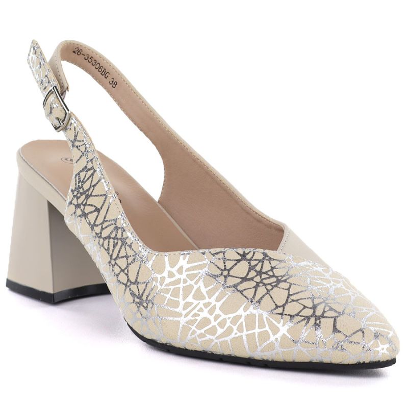 Beige leather pumps with strap Cambell 35306 Cambell