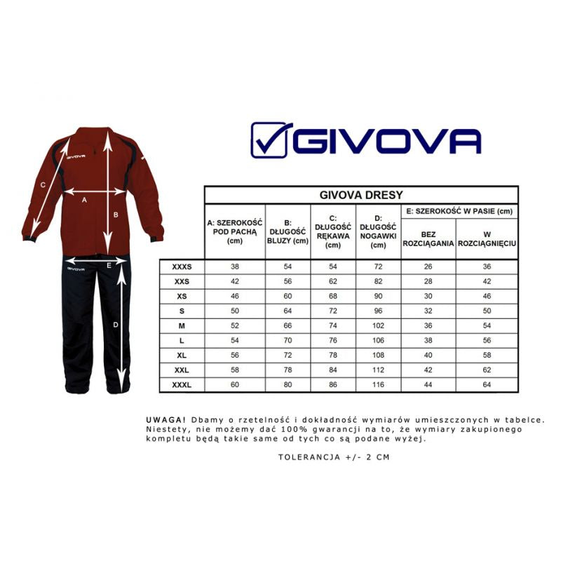Tracksuit Givova Tuta Visa TR018 1210 red/black Clothing/Football/Mężczyźni/Joma Givova