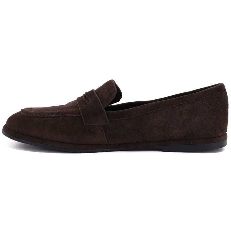 Women's Chocolate-Brown Leather Loafers Vinceza 67028