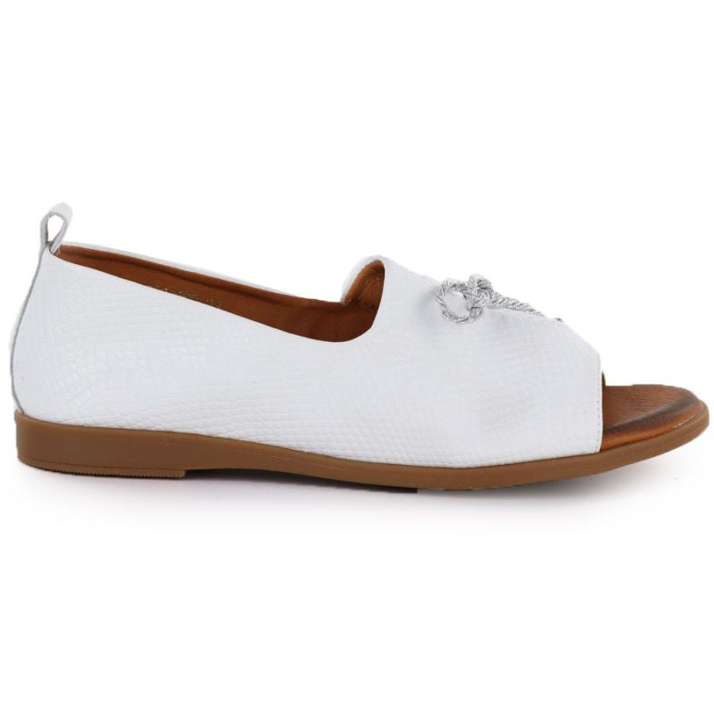 Women's leather open-toe shoes, white, Cambell 19388 Cambell