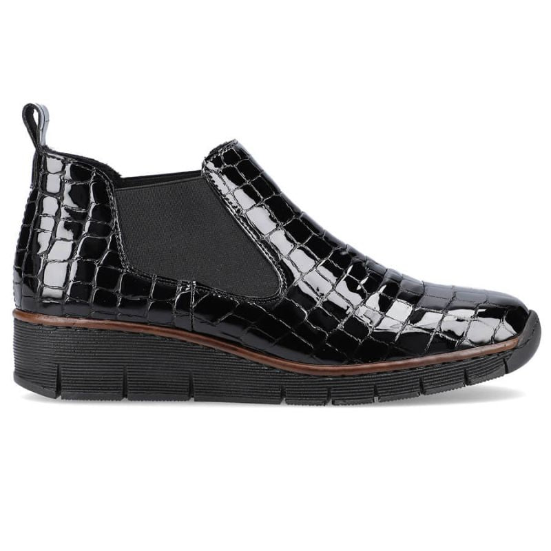 Rieker W R474 snakeskin leather ankle boots black