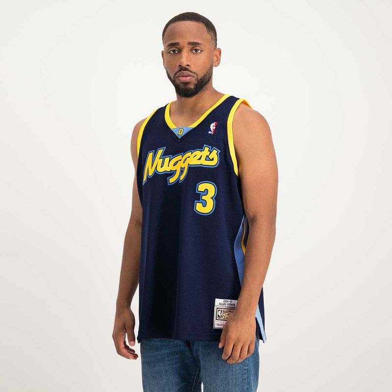 Mitchell &amp; Ness NBA Swingman Denver Nuggets Allen Iverson T-shirt SMJY4205-DNU06AIVASBL Clothing/Lifestyle/T-shirts/Mitchell & Ness Your Sports Performance