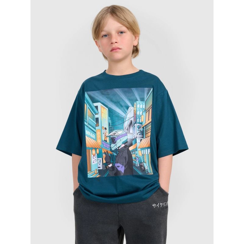 Boy's oversize printed T-shirt 4F 4FJRAW25TTSHM3061-46S *Kategoria tymczasowa Your Sports Performance