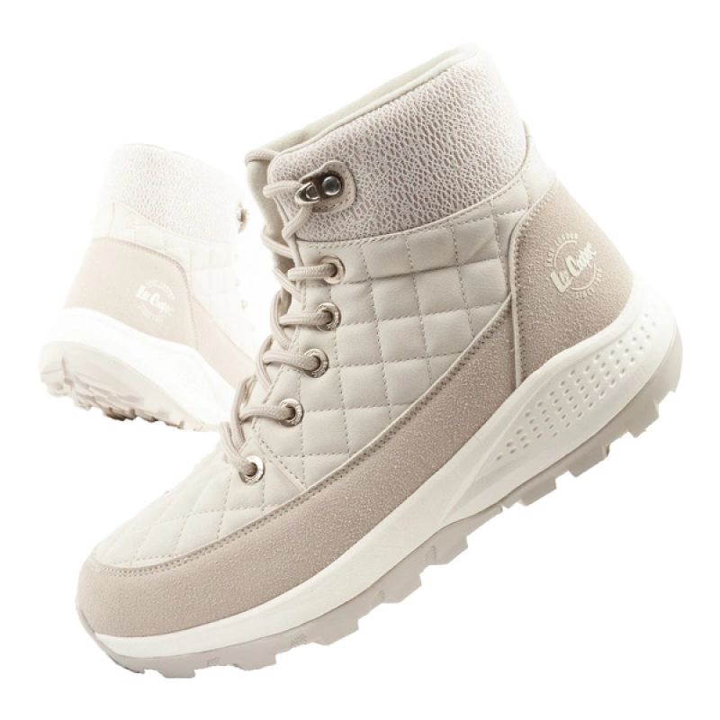 Lee Cooper women's winter hiking sports shoes, insulated, cream, eco-leather Lee Cooper