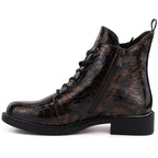 Women's patent leather brown ankle boots S.Barski HY62-8140