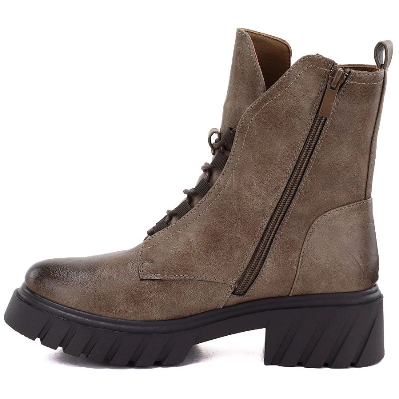 Beige women’s ankle boots with block heel and platform Jezzi MR2502-9