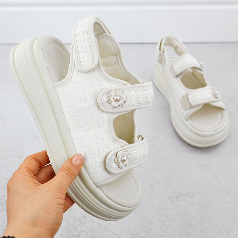 Women's cream platform sandals Potocki PY16337 Footwear Your Sports Performance