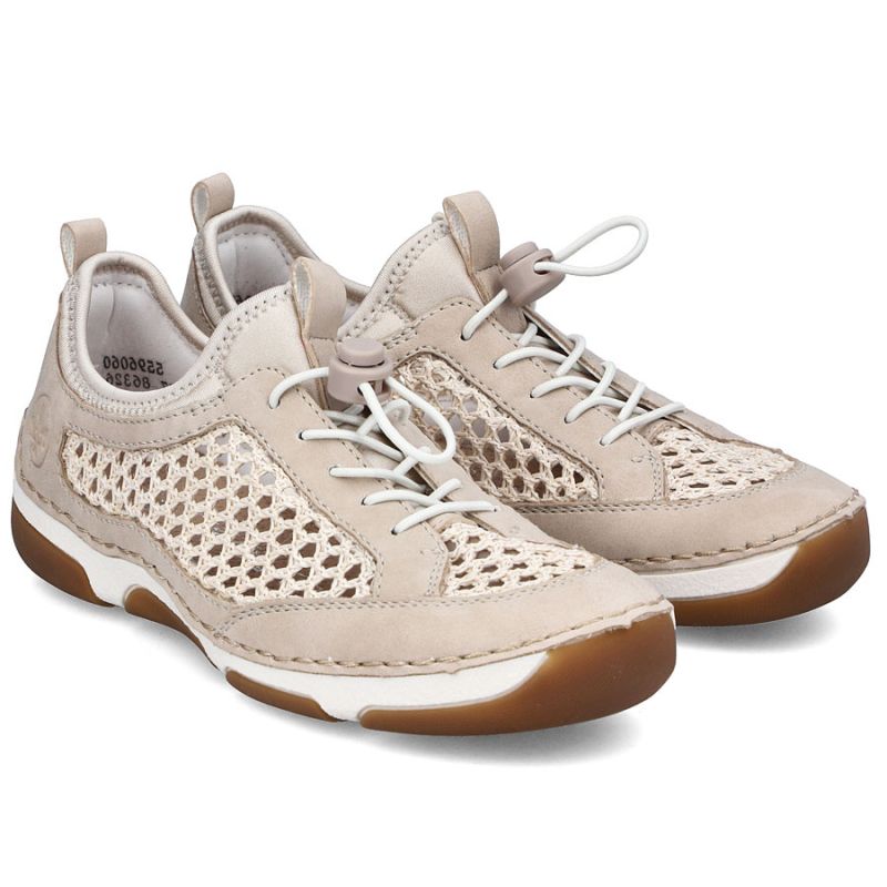 Women's comfortable openwork shoes, beige, Rieker 55960-60 Rieker