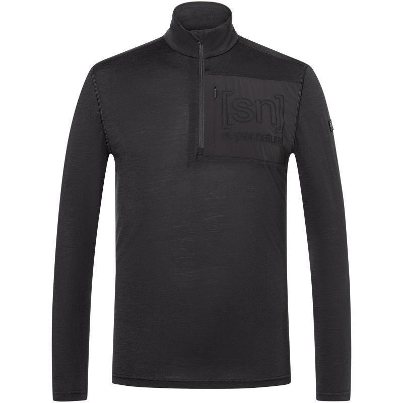 Men’s thermal longsleeve SUPER.NATURAL M SIERRA140 POCKET ZIP 1/4 black