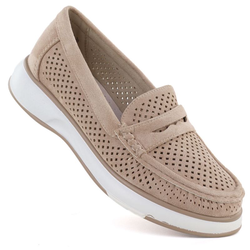 Women's openwork nude lords shoes Sergo Leone MK098H LEONE