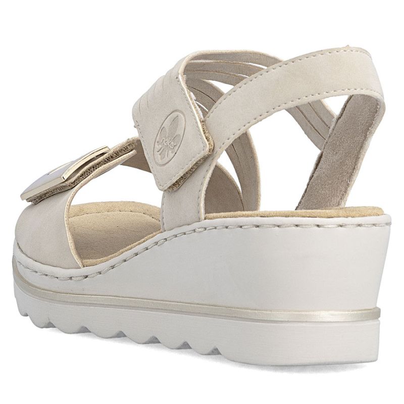 Women's beige wedge sandals Rieker 67410-62 Rieker