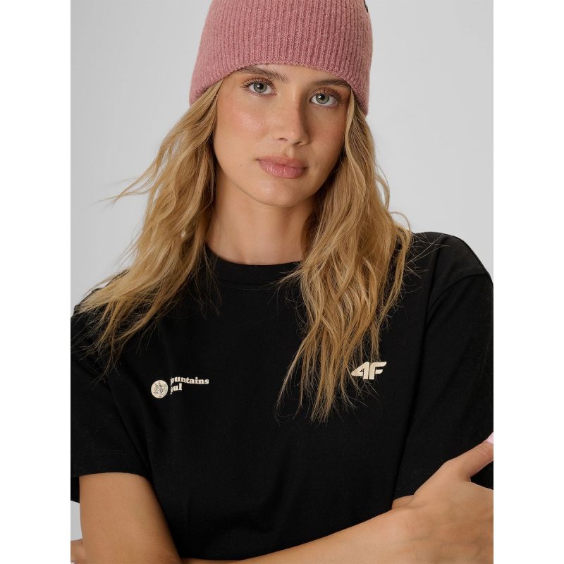 Women's loose T-shirt with print 4F 4FKAW26TTSHF4507-20S