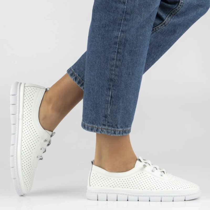 Women's leather openwork shoes, white Filippo DP7671 Footwear Your Sports Performance