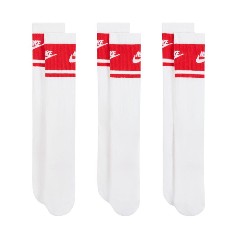 Nike Everyday Elevated Crew Socks 3 Pairs White and Red IM7949 900