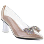 Transparent pumps with a bow on a decorative heel Vinceza 62275 Vinceza