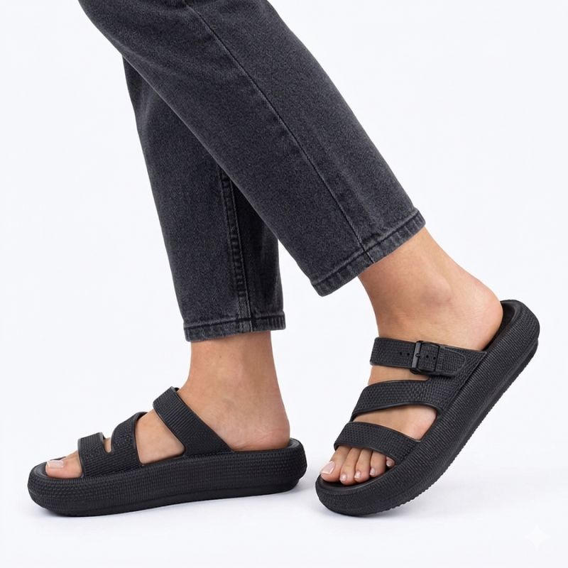 Women's sports flip-flops with a thick sole for the pool, black Big Star TT274A037 To be categorized Your Sports Performance