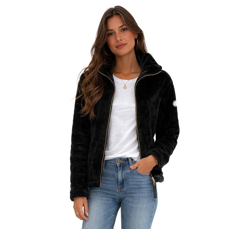 Geographical Norway TOFURE BLACK DB LADY 0124 Women's Fleece Jacket (WZ8142F/GN-BLACK)